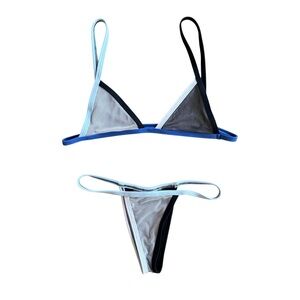 Sporty Mesh Triangle Bikini Blue Large & Small